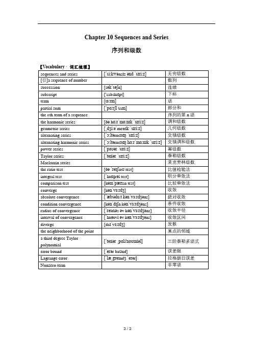 AP Calculus Chapter 10 Sequences and Series 序列和级数