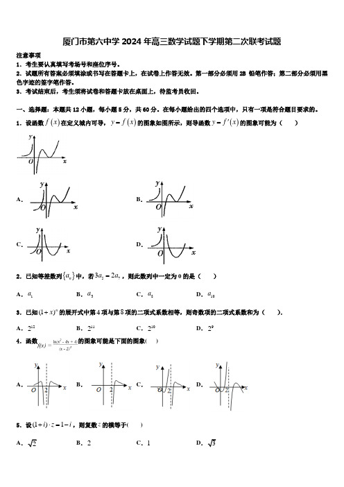 厦门市第六中学2024年高三数学试题下学期第二次联考试题