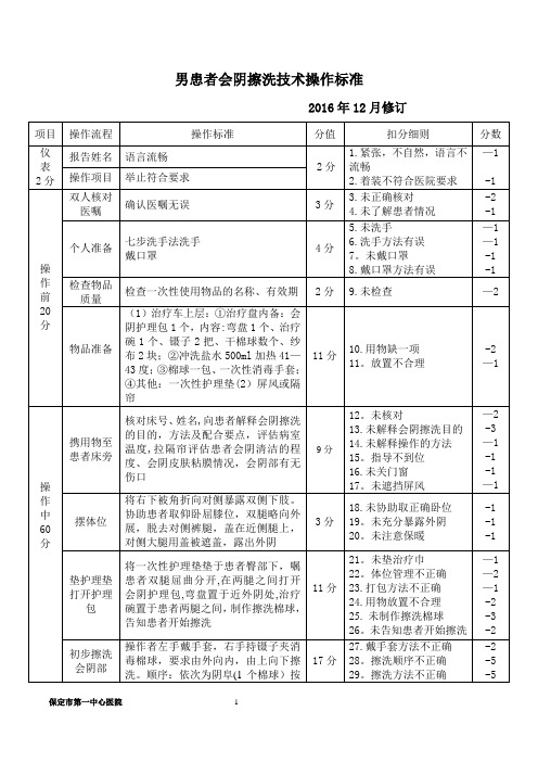 会阴擦洗技术操作标准(男)