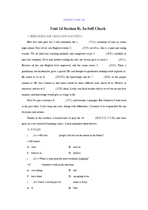 初中英语九年级全册课时训练：Unit 14 Section B3 3a-Self Check