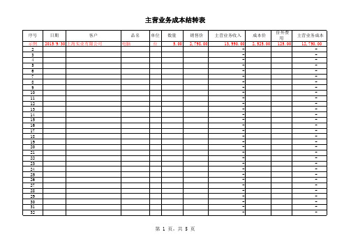 主营业务成本结转表