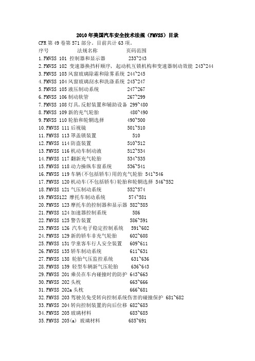 美国汽车安全技术法规(FMVSS)介绍