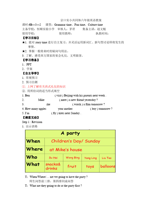 译林版小学英语6B Unit 5 A party-2教案