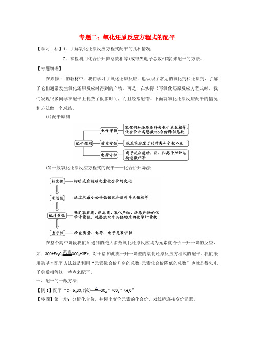 高一化学寒假作业专题二氧化还原反应方程式的配平