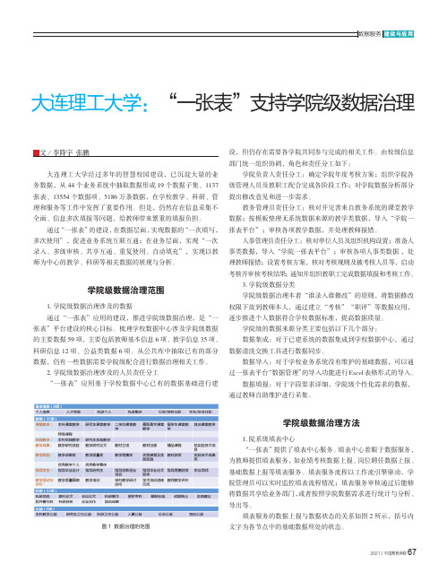 大连理工大学“一张表”支持学院级数据治理