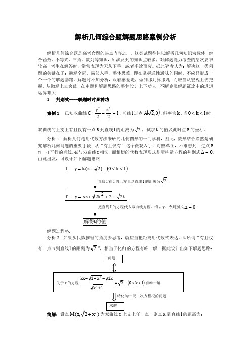 解析几何综合题解题思路案例分析(附答案)