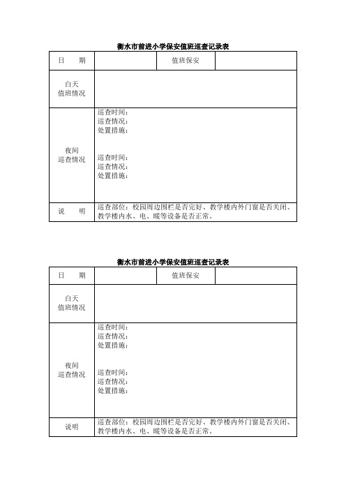 前进小学学校保安值班巡查记录表