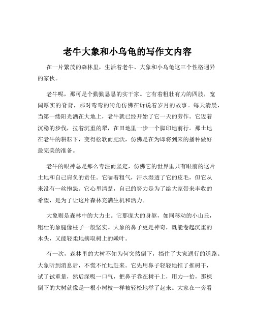 老牛大象和小乌龟的写作文内容