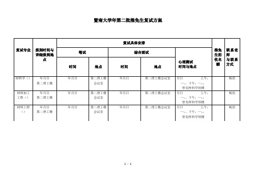 暨南大学第二批推免生复试方案