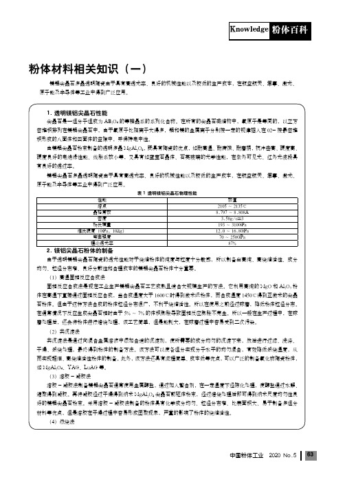 粉体材料相关知识(一)