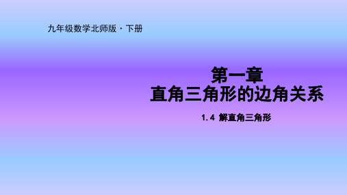 北师大版九年级数学下册课件：1.4 解直角三角形