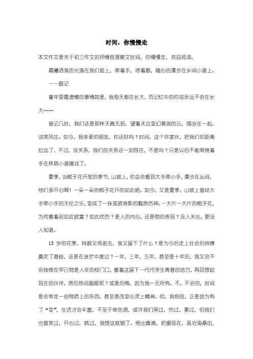 初中初三作文抒情哲理散文：时间,你慢慢走