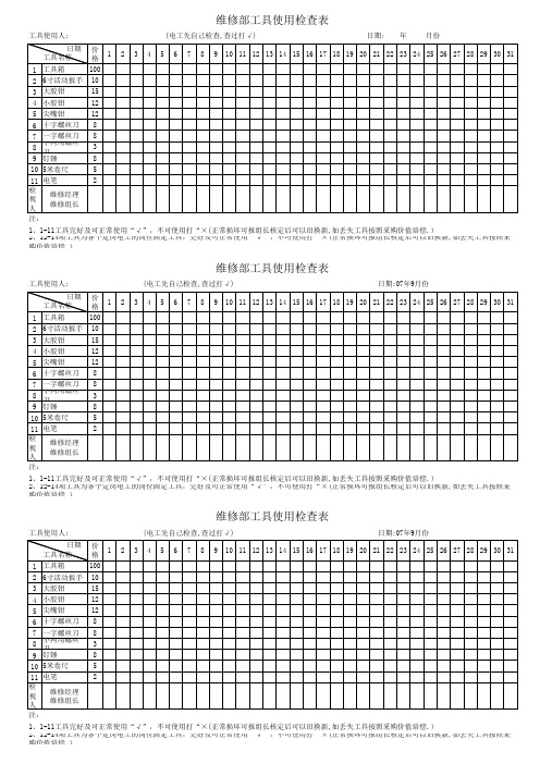 工具使用检查表