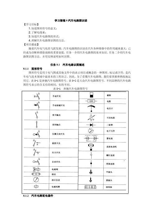 学习情境8汽车电路图识读任务1汽车电路图概述