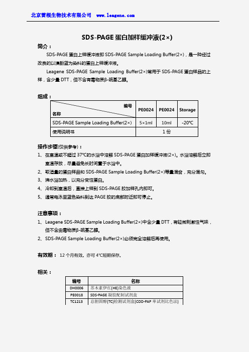 SDS-PAGE蛋白加样缓冲液(2×)
