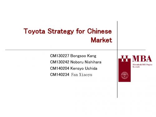 Toyota Strategy for Chinese Market