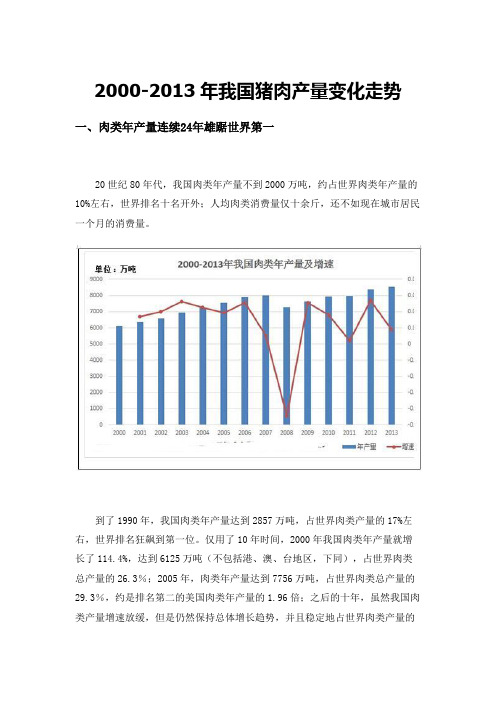 2000-2013年我国猪肉产量变化走势