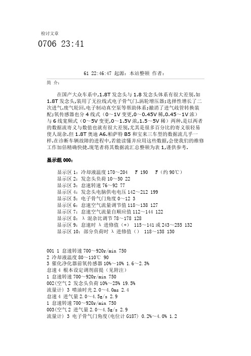 宝来1.8T发动机数据流