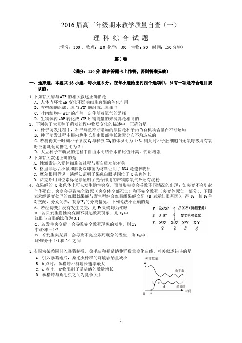 广东省东莞实验中学2016届高三上学期期末考前练习