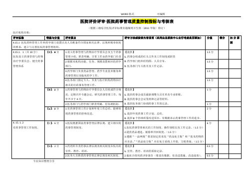 上海市《医院的评价评审_医院的药事管理质量控制指标及考核表》