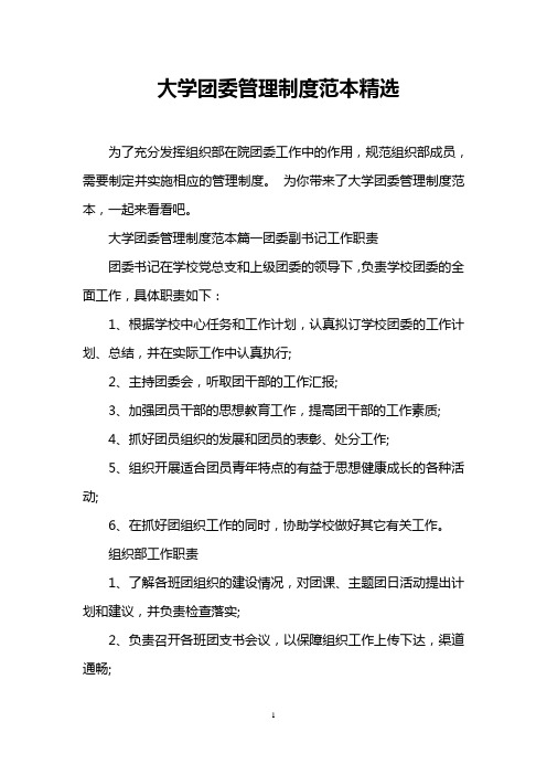 大学团委管理制度范本精选