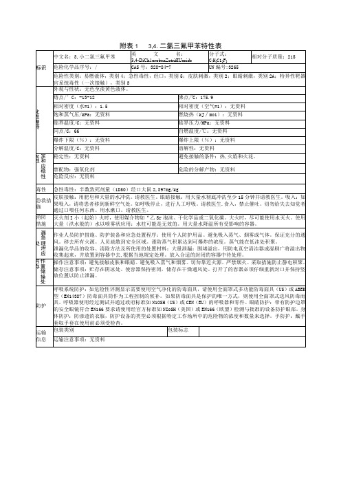 3,4-二氯三氟甲苯特性表