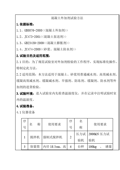 混凝土外加剂试验方法