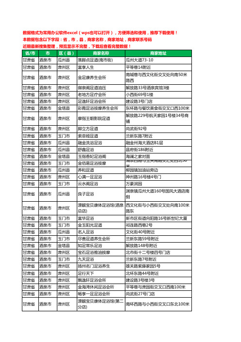 2020新版甘肃省酒泉市足疗工商企业公司商家名录名单黄页联系电话号码地址大全85家