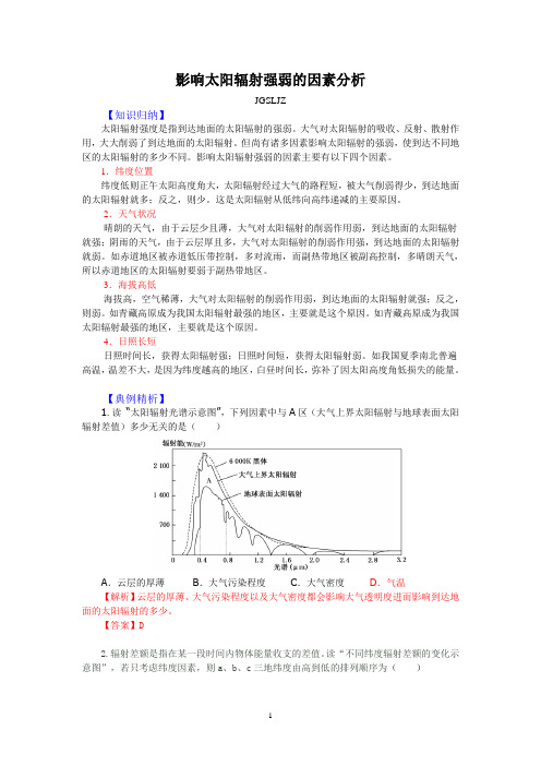 影响太阳辐射强弱的因素分析