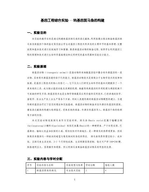 基因工程综合实验---转基因斑马鱼的构建