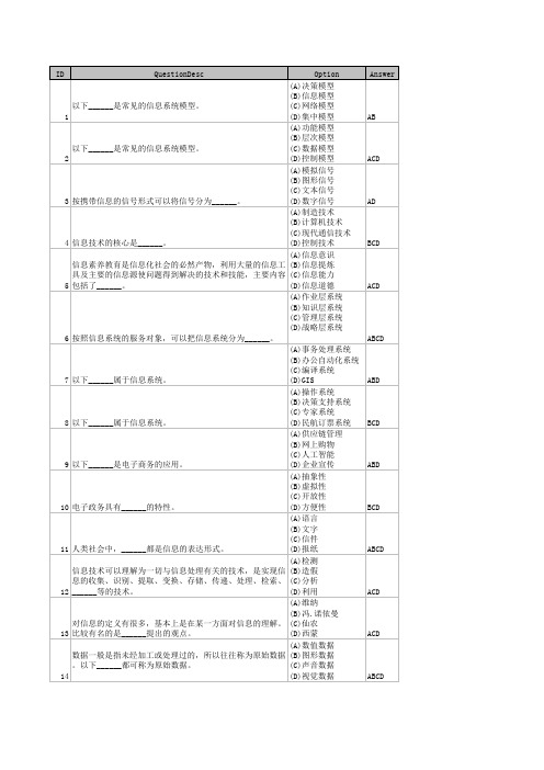 浙江省计算机等级考试(一级)多选篇