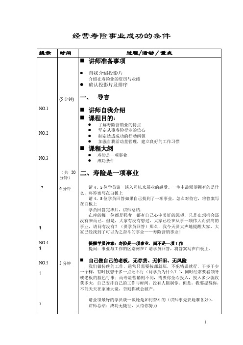 经营寿险事业成功的条件