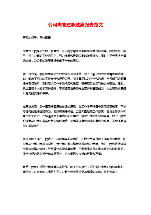 公司高管述职述廉报告范文