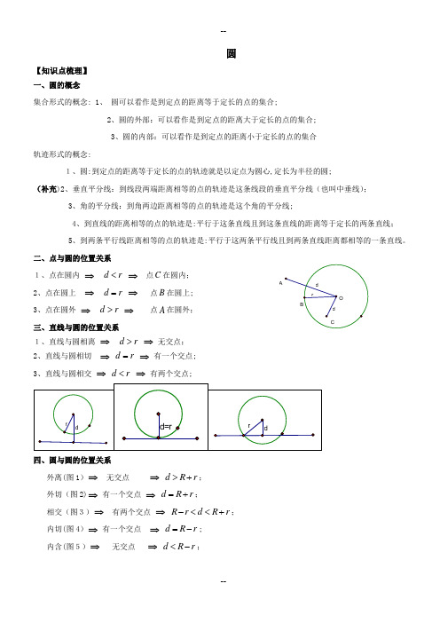 圆知识梳理+题型归纳附答案-(详细知识点归纳+中考真题)