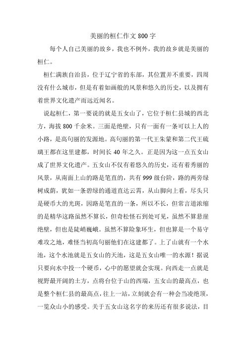 美丽的桓仁作文800字