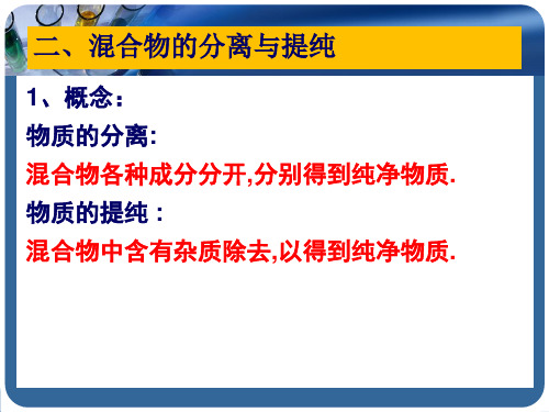 人教版化学必修一1.1化学实验基本方法2----混合物的分离与提纯(共29张PPT)