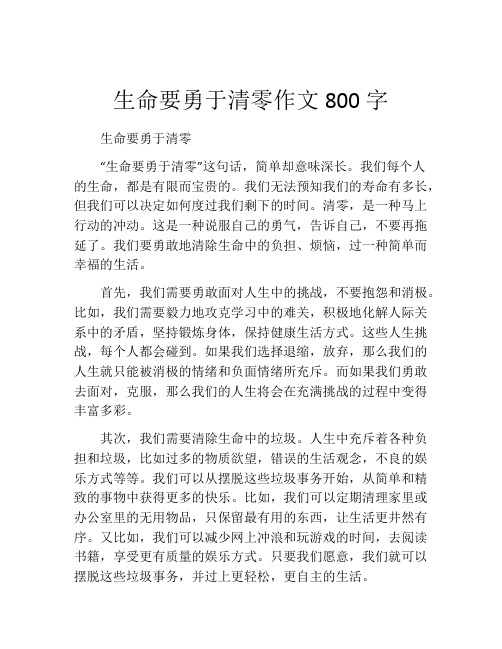 生命要勇于清零作文800字 (2)