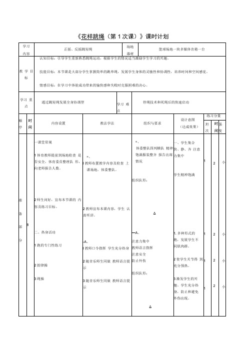 体育与健康《花样跳绳》单元教学教案(8课时)