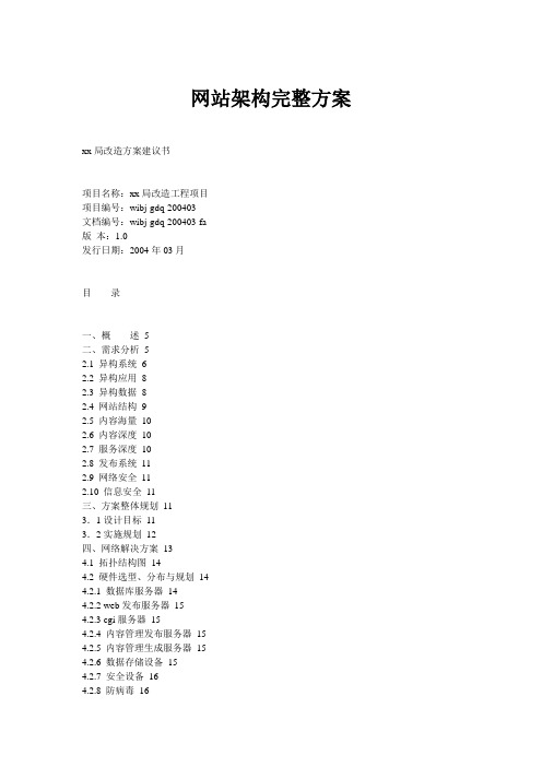 网站架构完整方案