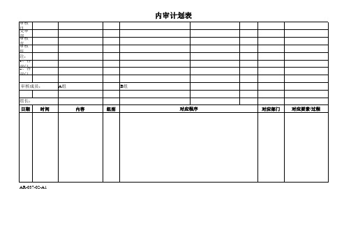 内部体系审核计划表