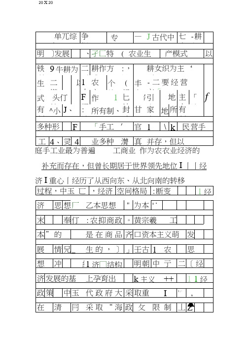 2019高考历史复习古代中国经济的基本结构与特点单元综合提升附答案