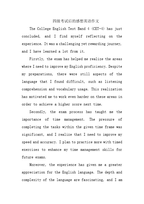 四级考试后的感想英语作文