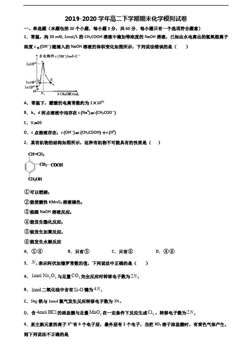 2020吉林省白城市高二化学下学期期末质量跟踪监视试题