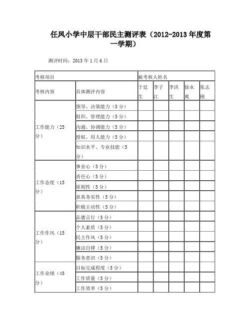 中层干部测评表