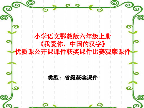 小学语文鄂教版六年级上册《我爱你,中国的汉字》优质课公开课课件获奖课件比赛观摩课件