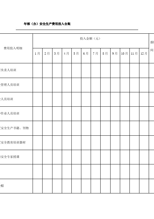 参考安全生产费用投入台账模版