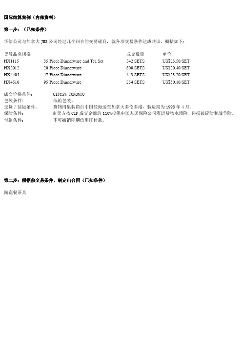 国际结算案例(内部资料)