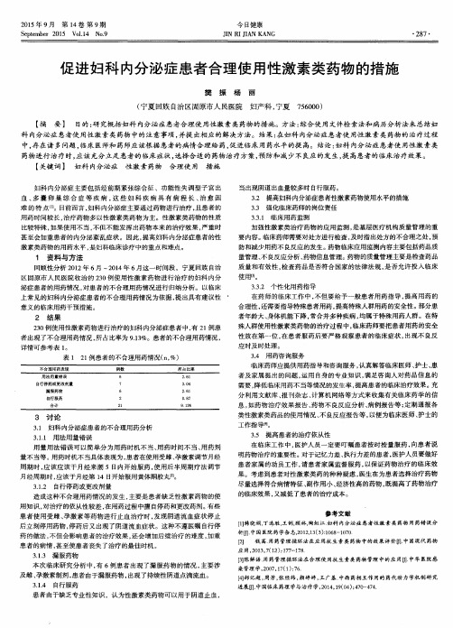 促进妇科内分泌症患者合理使用性激素类药物的措施