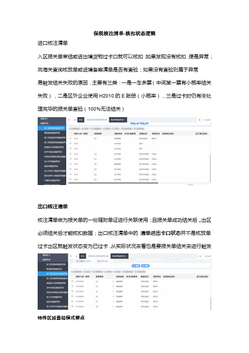 保税核注清单-核扣状态逻辑