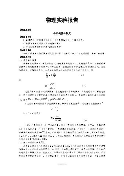 金属丝杨氏模量的测定